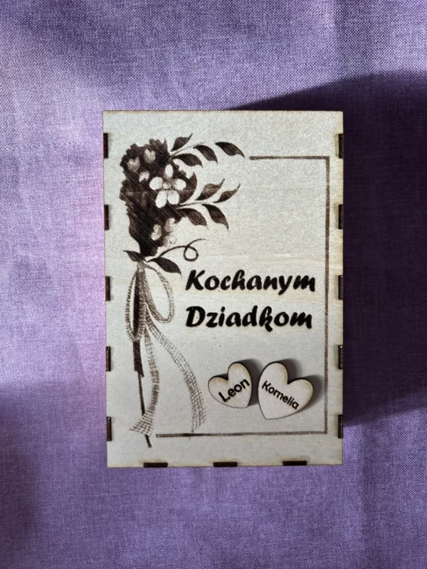 Drewniane pudełko na zdjęcia - Dzień Babci i Dziadka