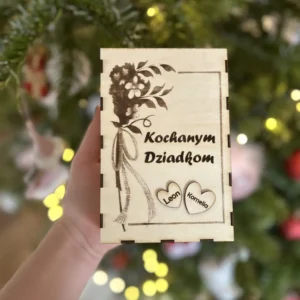 Drewniane pudełko na zdjęcia - Dzień Babci i Dziadka