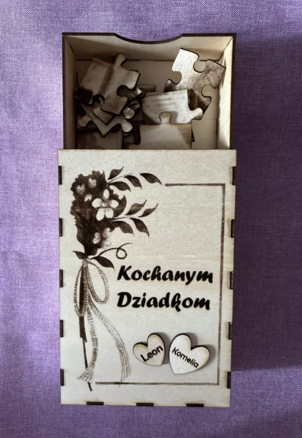 Drewniane pudełko na zdjęcia - Dzień Babci i Dziadka